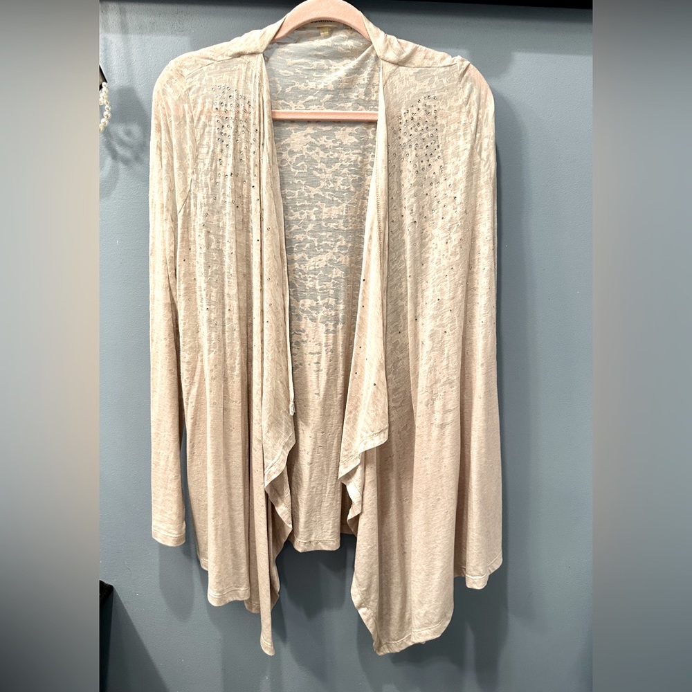 Calvin Klein Cascading Waterfall Open Cardigan Shacket Shrug lightweight